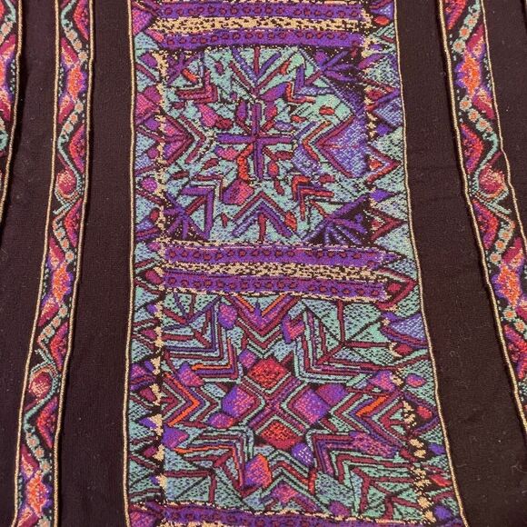 Peruvian Connection Multicolor Aztec Print Pima Cotton A-line Skirt Size Large - Picture 2 of 7